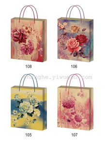 厂家直销 花系列礼品袋 牛皮纸手提袋 纸袋 购物袋